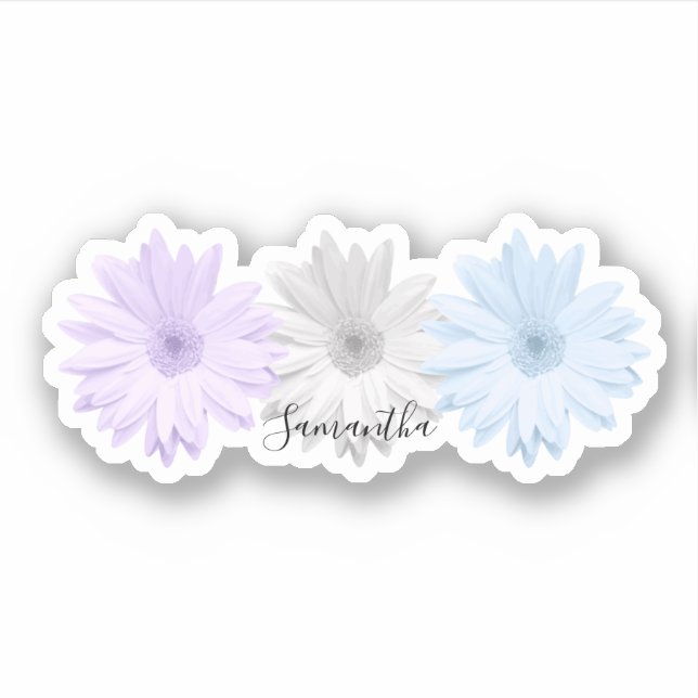Purple Grey Blue Daisy Flowers Name (Front)