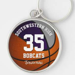 purple grey boy girl basketball team mascot name keychain