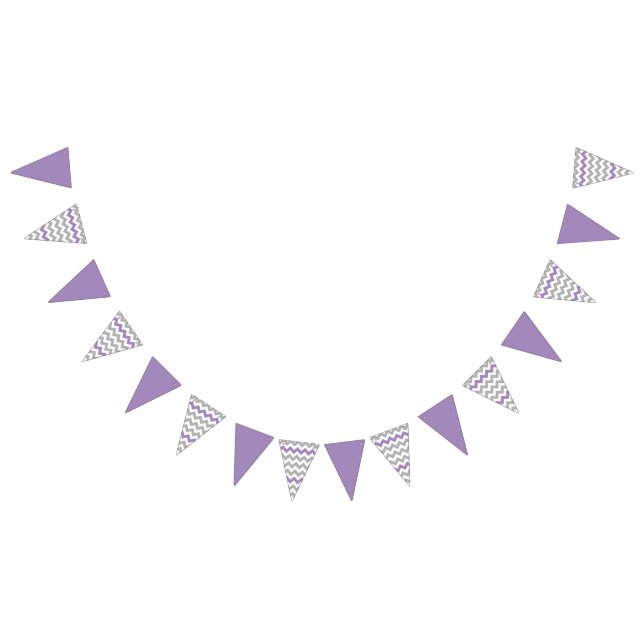 Purple Grey Chevron Festive Bunting Flags (All)