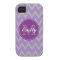 Purple & Grey Chevron Monogram iPhone 4/4s case