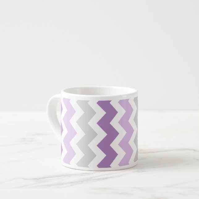 Purple Grey Chevrons Pattern Espresso Mug (Front Left)