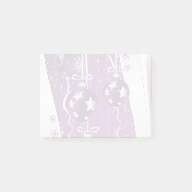 Purple, grey Christmas balls stars and snowflakes Post-it Notes (Front)