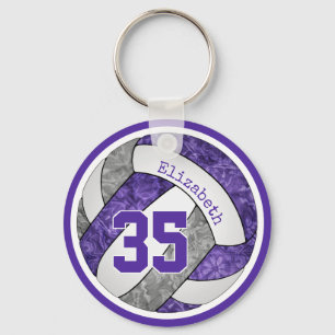 purple grey custom girls volleyball team gifts keychain