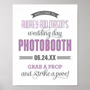 Purple Grey Custom Wedding Photo Booth Sign