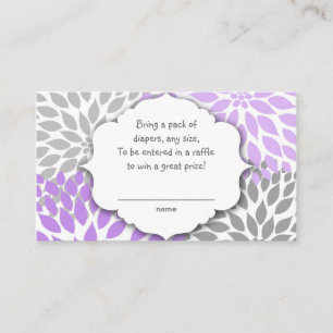 Purple Grey Dahlia raffle ticket or insert card