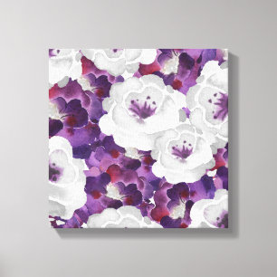 Purple Grey Floral Watercolor canvas wall art