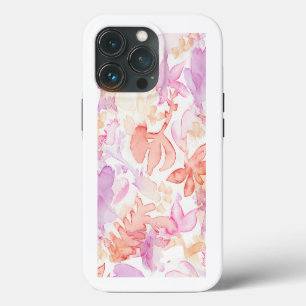 Purple grey floral watercolor flowers  iPhone 13 pro case