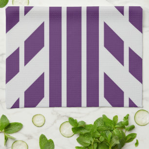 Purple & Grey Geometric Kitchen Towel, Monogram Towel