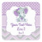 Purple Grey Girl Elephant Peanut Round Sticker