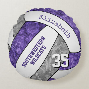 purple grey girls volleyball team colours gifts round pillow