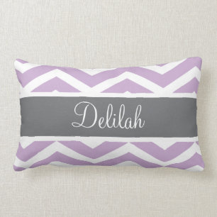 Purple Grey Grey Chevron Custom Lumbar Pillow