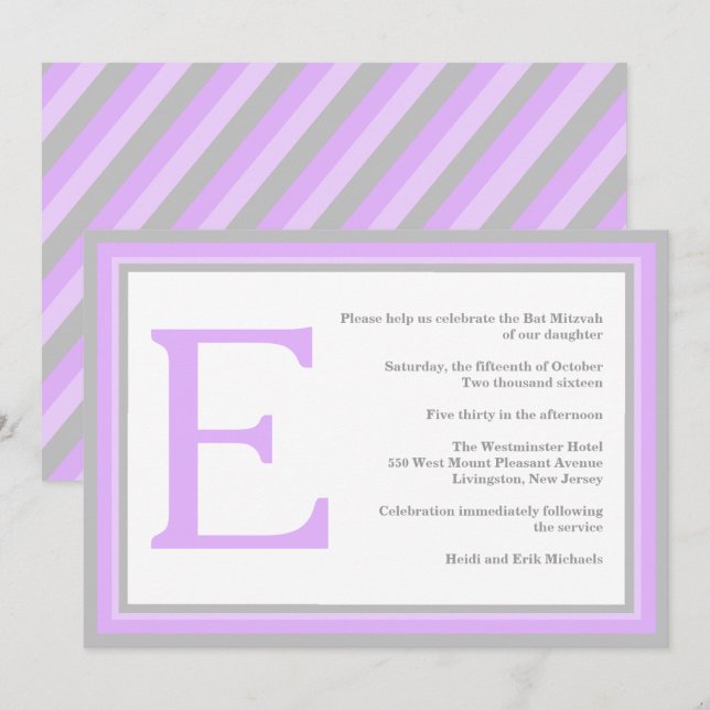 purple grey invitation (Front/Back)