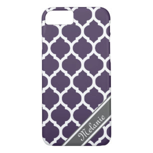 Purple & Grey Lattice Custom Name Case-Mate iPhone Case