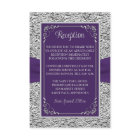 Purple, Grey Love Hearts Wedding Reception Card