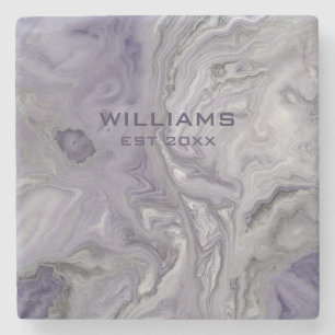 Purple Grey Marble Texture Personalized Stone Coaster