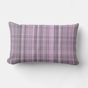 Purple Grey Plaid Pattern Lumbar Pillow