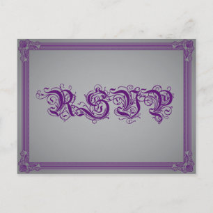 Purple & Grey Poster RSVP w/ Meal Choice Invitation Postcard