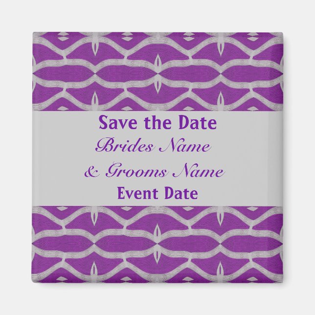 purple grey save the date magnet (Front)