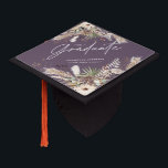 Purple grey script pampas eucalyptus elegant decor graduation cap topper<br><div class="desc">Graduate pampas grass and eucalyptus modern boho elegant stylish party decor favour graduation cap design. Contemporary purple,  black,  terracotta,  sage green and natural beige collection.</div>