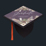 Purple grey script pampas eucalyptus elegant decor graduation cap topper<br><div class="desc">Graduate pampas grass and eucalyptus modern boho elegant stylish party decor favour graduation cap design. Contemporary purple,  black,  terracotta,  sage green and natural beige collection.</div>