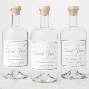 Purple & Grey Simple Elegant Wedding Thank You Liquor Bottle Label
