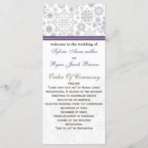 purple grey snowflake mod winter Wedding program