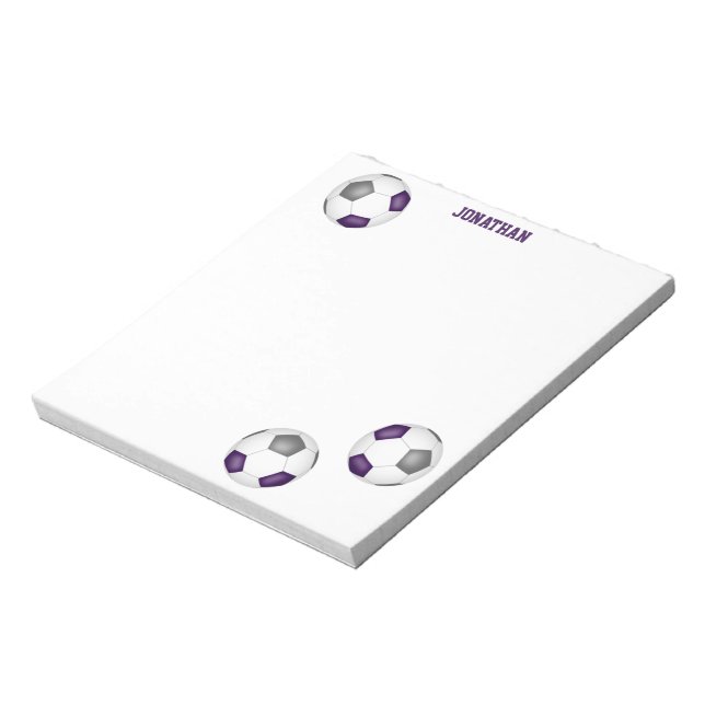purple grey soccer balls accent personalized  notepad (Rotated)