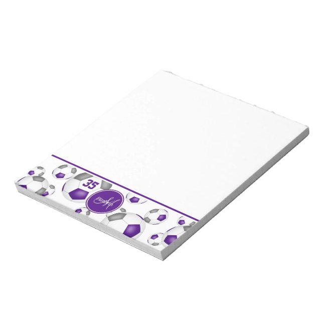 purple grey soccer balls pattern accent  notepad (Rotated)