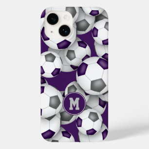 Purple grey soccer team colours sports pattern Case-Mate iPhone 14 case