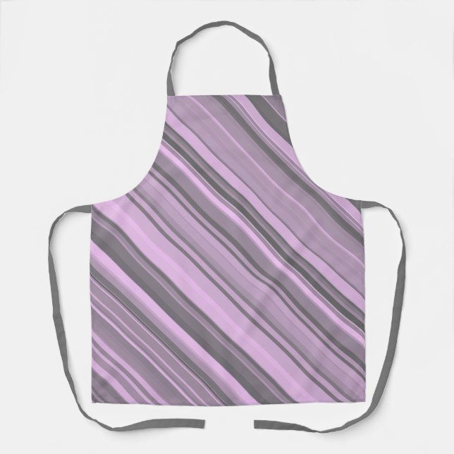 Purple Grey Stripes Apron (Front)