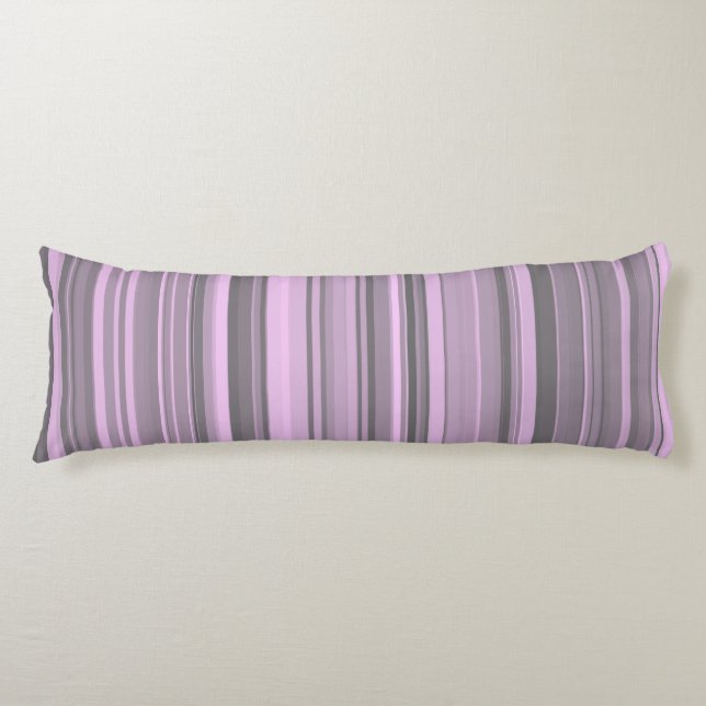 Purple Grey Stripes Body Pillow (Front)