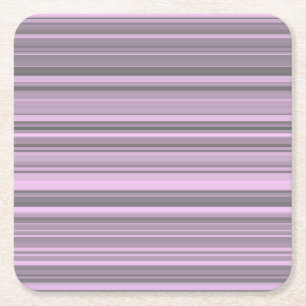 Purple Grey Stripes Square Paper Coaster