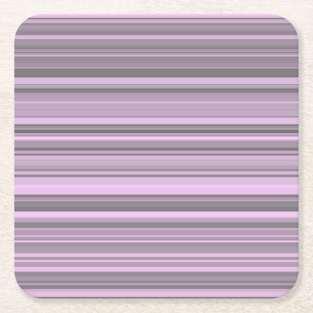 Purple Grey Stripes Square Paper Coaster (Front)
