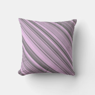 Purple Grey Stripes Throw Pillow