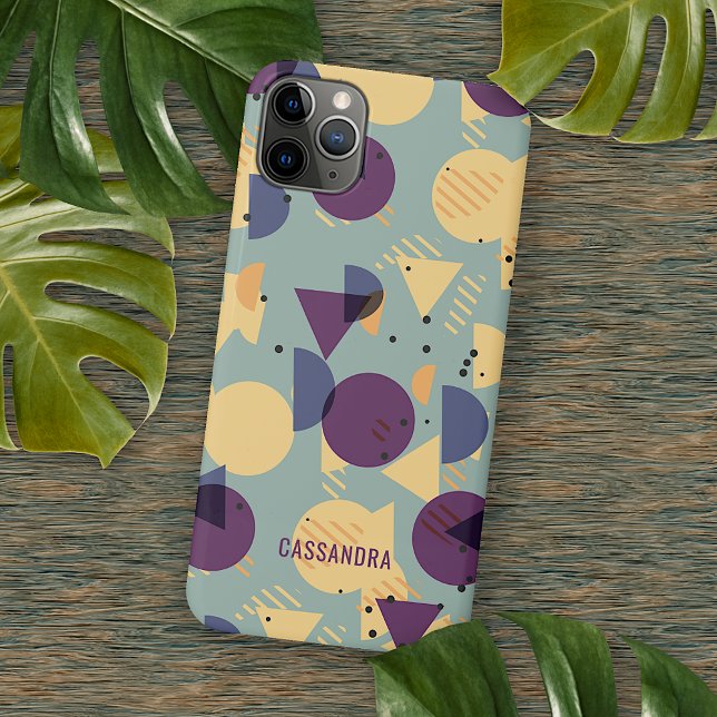 Purple Grey Teal Blue Orange Midcentury Pattern iPhone Case (Creator Uploaded)
