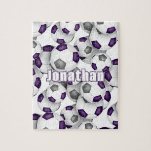 purple grey team colours boys girls soccer jigsaw puzzle