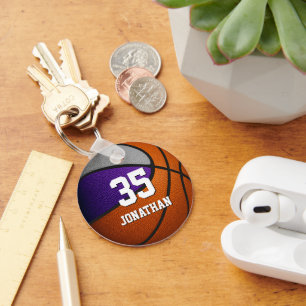 purple grey team colours realistic basketball keychain