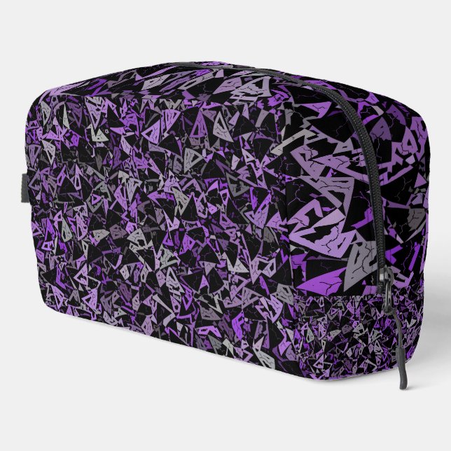 Purple Grey Triangle Pattern Toiletry Bag (Right Corner)