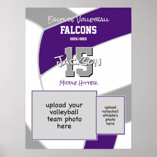 purple grey volleyball team colours commemorative poster