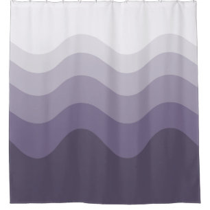 Purple Grey Wavey Stripe Modern Shower Curtain