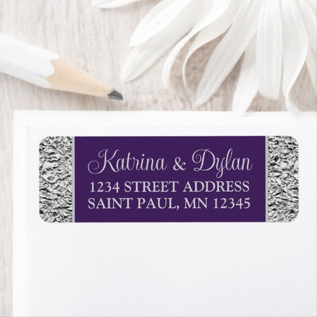 Purple, Grey Wedding Address Label (Insitu)