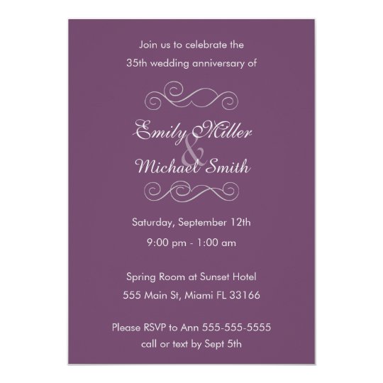 Purple Grey Wedding Anniversary Invitation