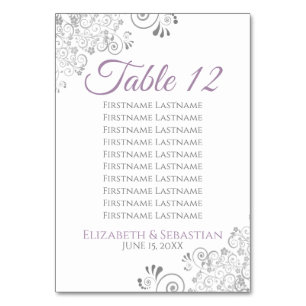 Purple & Grey Wedding Table Number Seating Chart