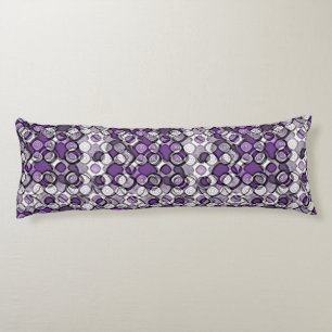 Purple Grey White Abstract Black Circles Body Pillow