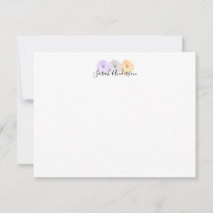Purple Grey Yellow Daisy Flowers Personalized Card