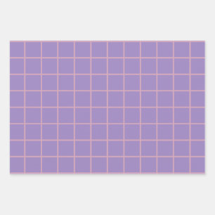 Purple Grid Pattern Wrapping Paper Sheet