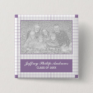 Purple Grid Photo 2 Inch Square Button