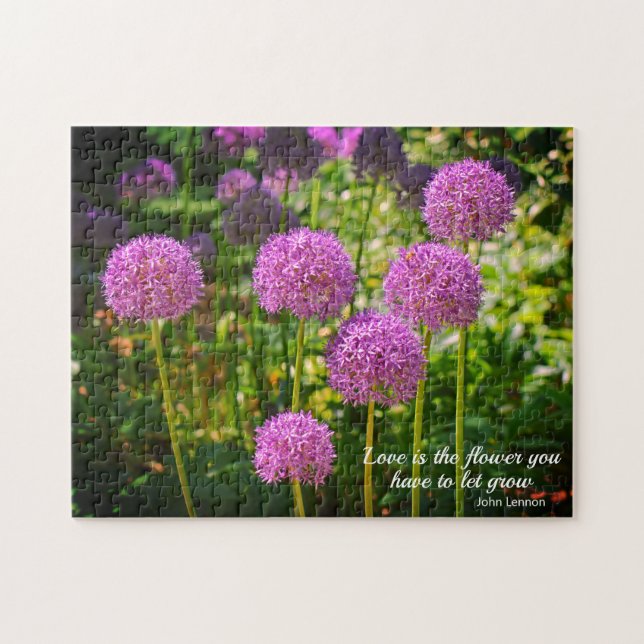 Purple Group of Allium Flowers Motivational Quote Jigsaw Puzzle (Horizontal)