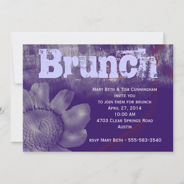 Purple Grunge Brunch Party Invitation (Front)