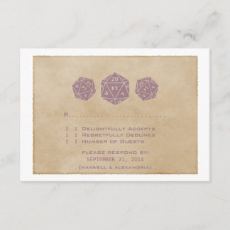 Purple Grunge D20 Dice Gamer Response Card
